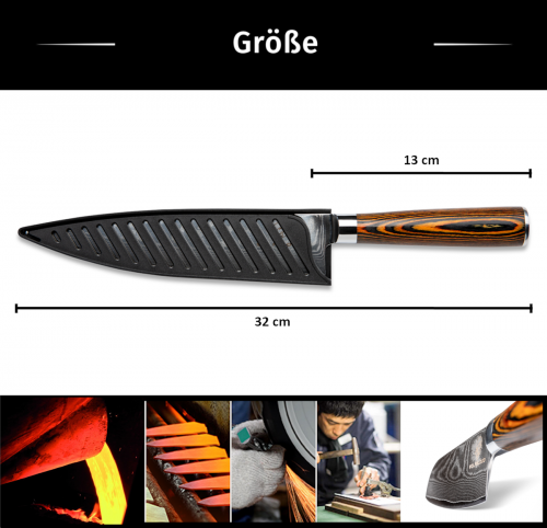 Wolfblood Zeuß Santoku Damastmesser Küchenmesser LH Lifestyle Kochmesser
